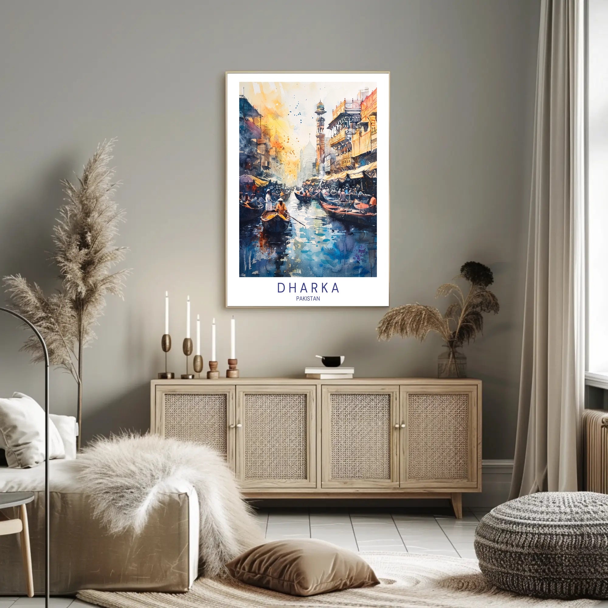 Pakistani Cityscape Watercolor Art - Urban or Cityscape Poster PosterGoat