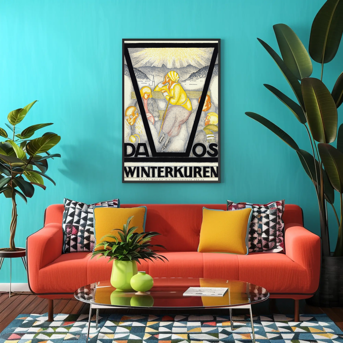 Davos Winterkuren Vintage Poster