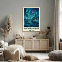 Northern Lights Over Iceland Winter Travel Poster PosterGoat