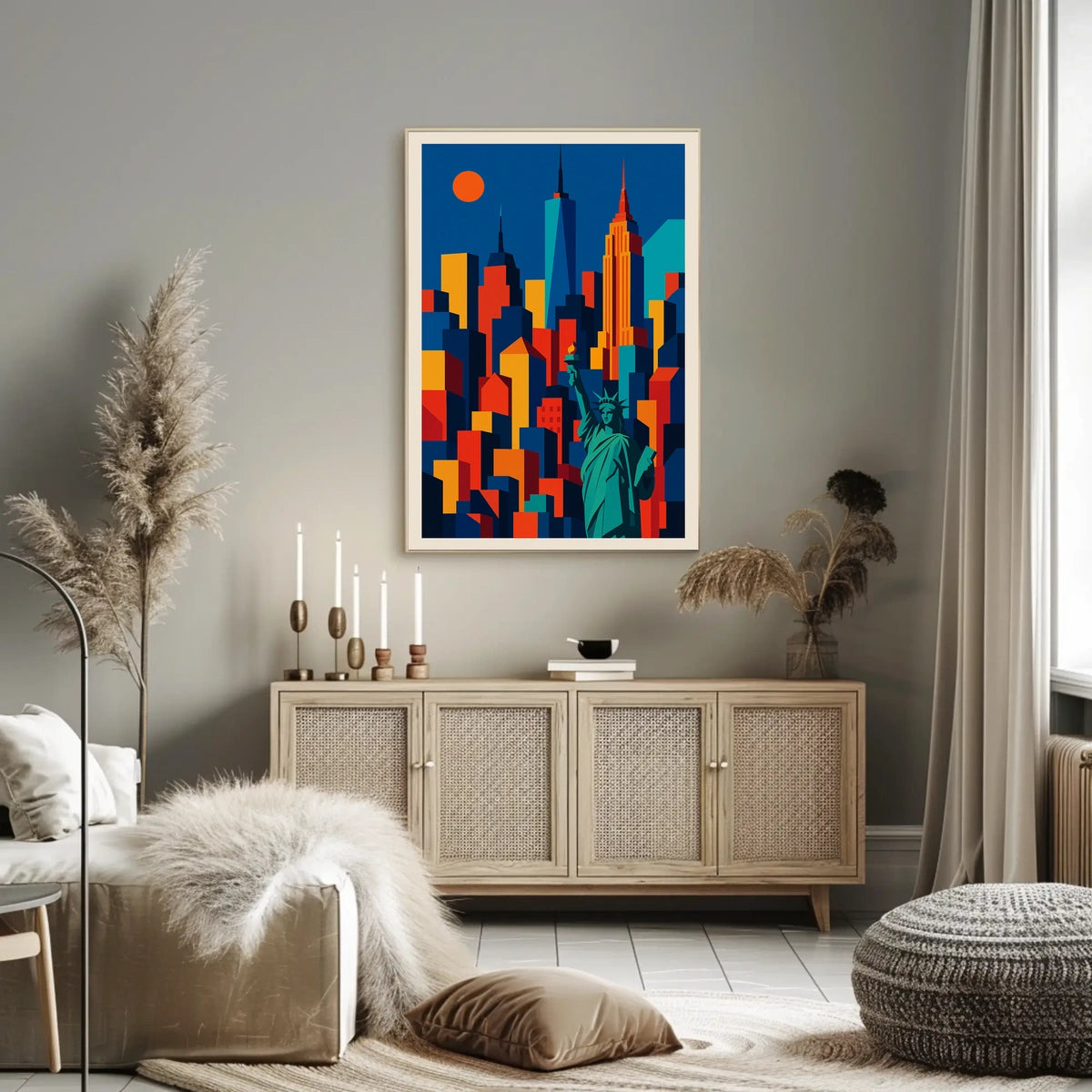 Vibrant NYC Skyline Poster For Urban Art Lovers Geometric