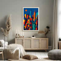 Vibrant NYC Skyline Poster For Urban Art Lovers Geometric