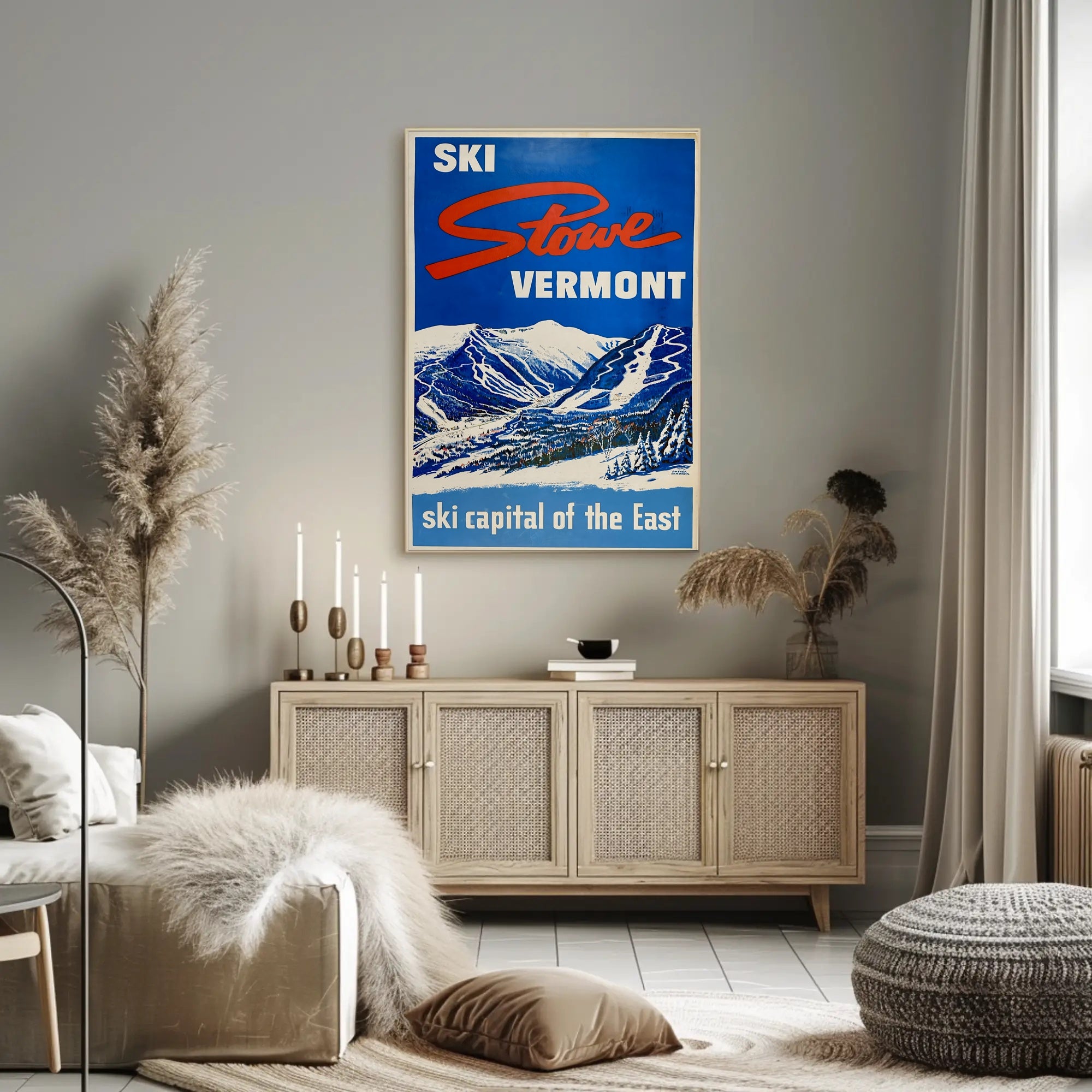 Vintage Ski Adventure in Stowe Travel Poster PosterGoat
