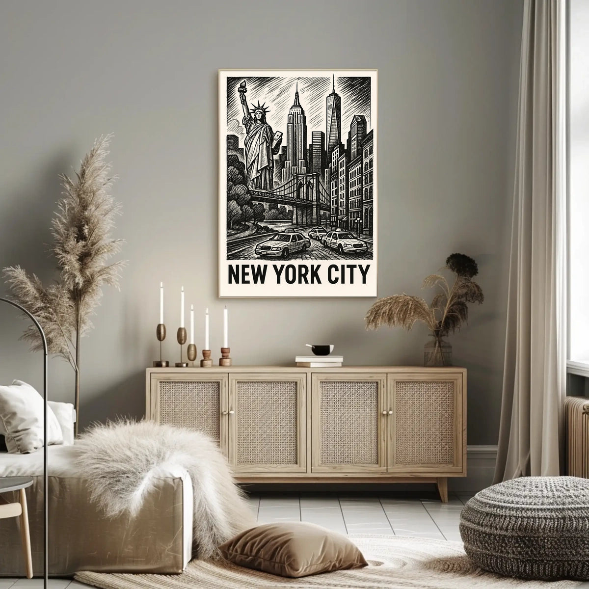 Iconic New York City Poster Black And White Wall Art NYC