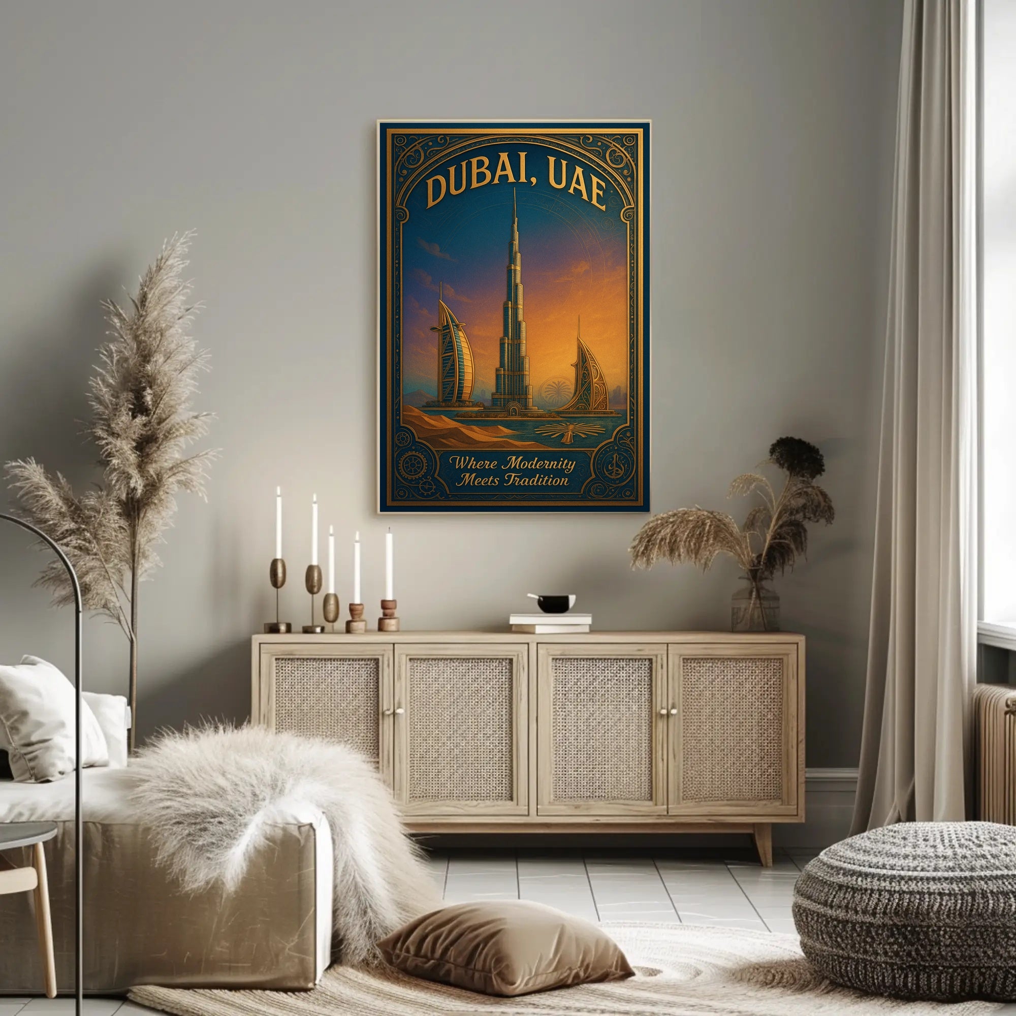 Dubai, UAE Where Modernity Meets Tradition Poster