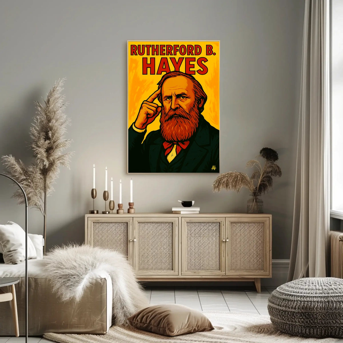 Rutherford Hayes Portrait Scenic Vintage Poster