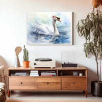 Graceful Swan in Watercolor Poster