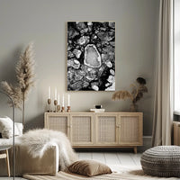Stark Black and White Abstract Ice Formation Poster