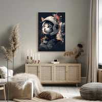 Cosmic Catventure Dreamy Surrealism Digital Painting Poster
