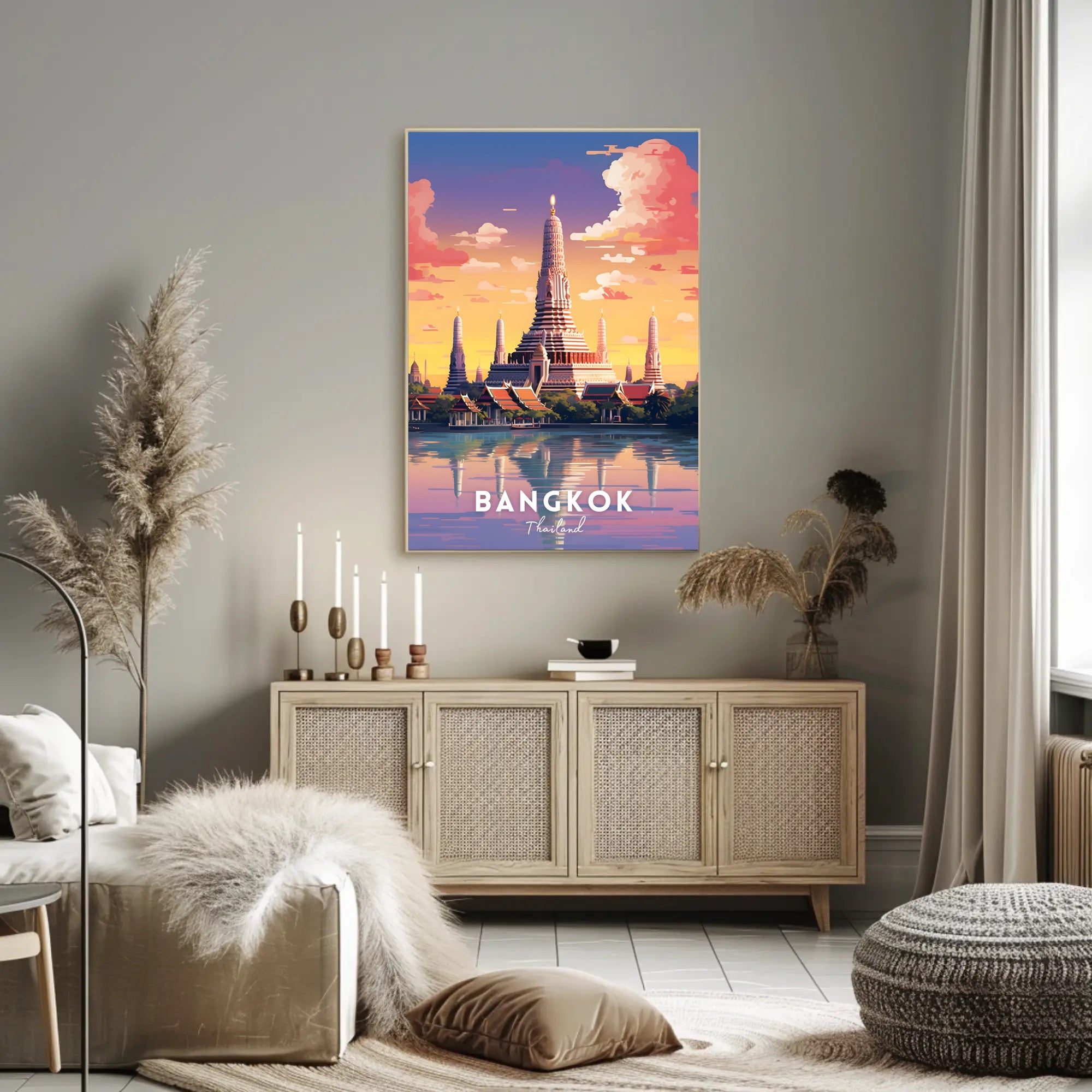 Wat Arun Sunset in Bangkok Travel Poster