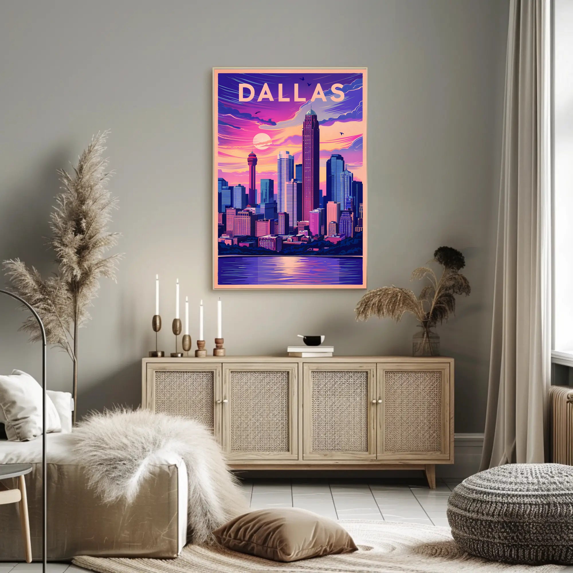 Dallas Skyline at Sunset Poster