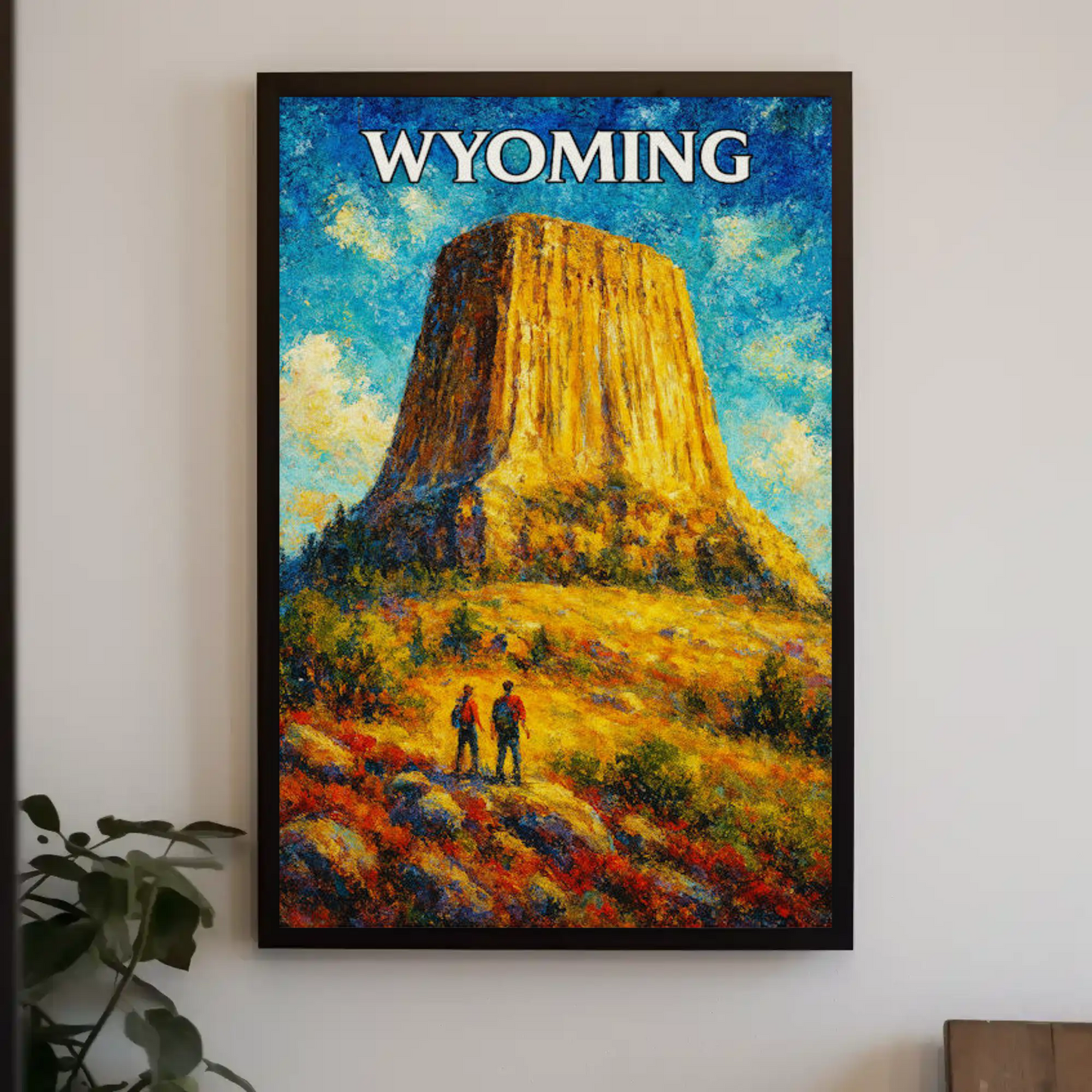 Wyoming Devils Tower Hiking Landscape Scenic Travel Poster