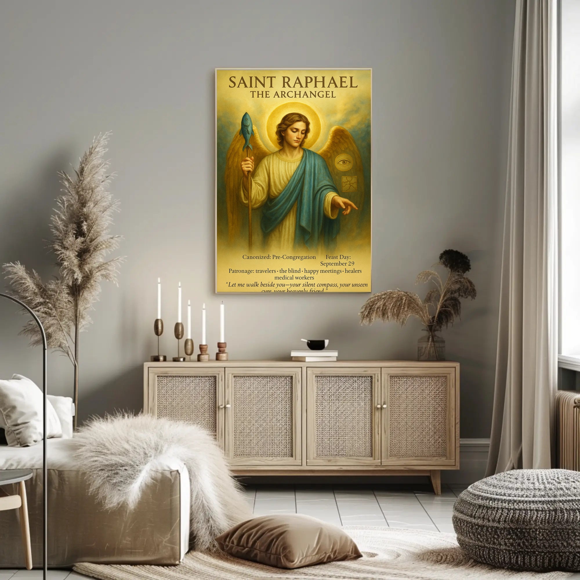 Saint Raphael Archangel Poster: Spiritual Guidance and Support Fantasy