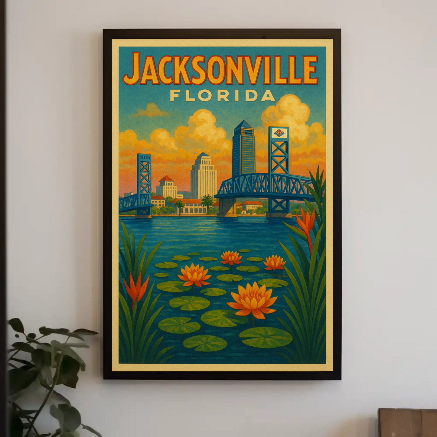 Jacksonville Florida Waterfront Travel Poster