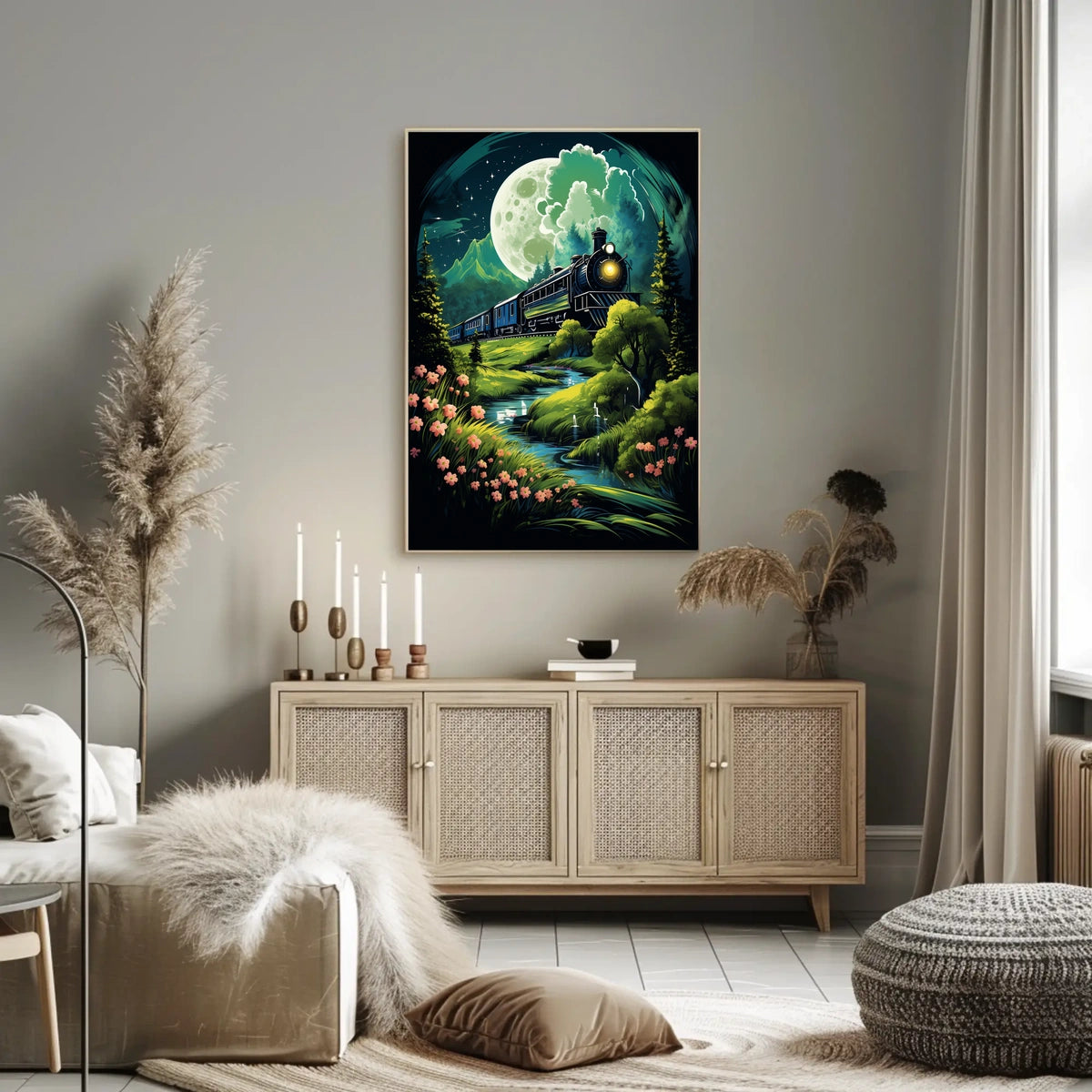 Moonlit Journey Dreamy Surrealism Poster