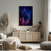 New York City Neon Cityscape Poster Modern Wall Art