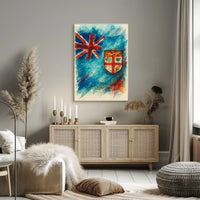 Fiji Flag Watercolor Art Poster