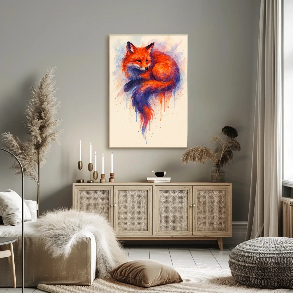 Vibrant Fox in Watercolor Poster