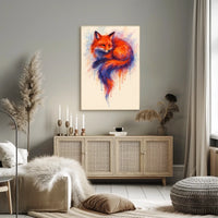Vibrant Fox in Watercolor Poster
