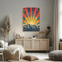 City Skyline Retro Poster: Hopeful Urban Sunrise