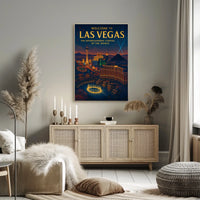 Las Vegas Poster For Home Decor Iconic Skyline Neon Lights