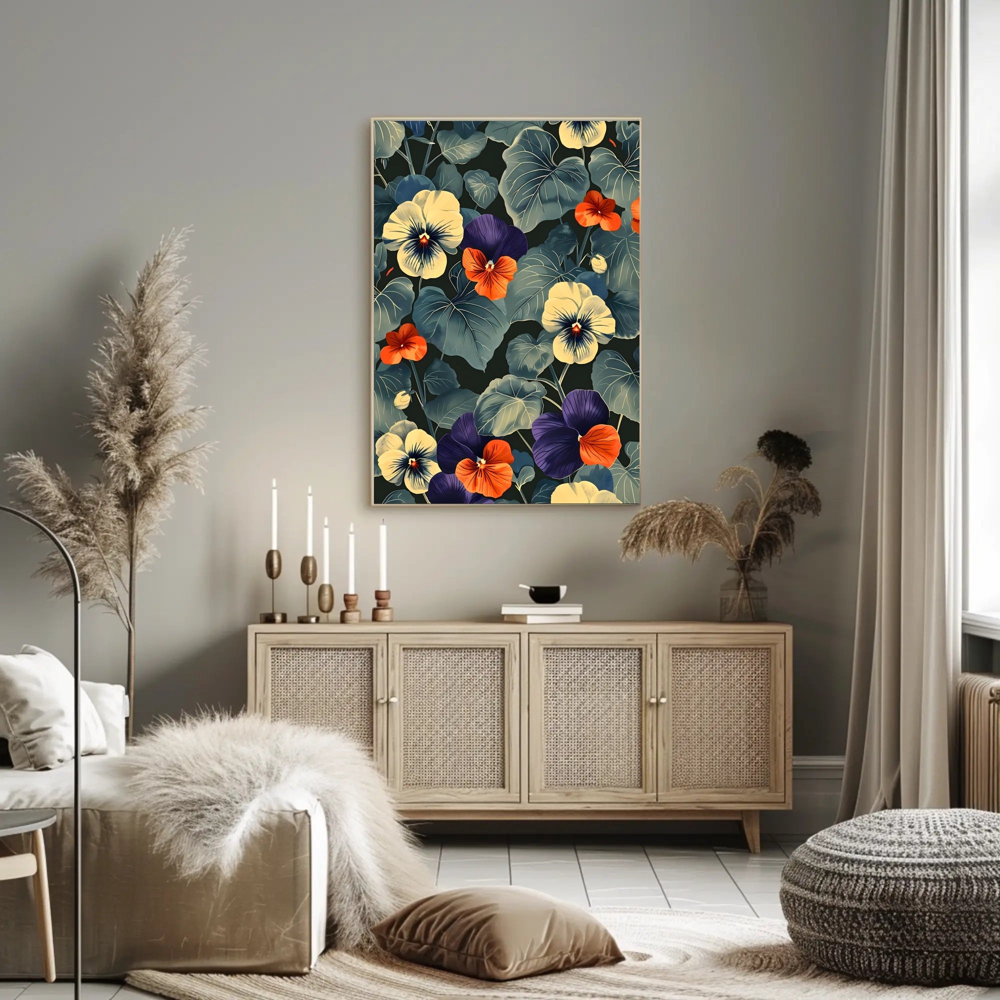 Vibrant Floral Elegance: Modern Botanical Artistic Poster