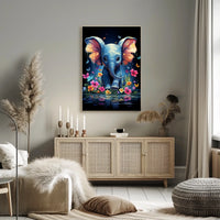 Whimsical Wilderness Surreal Elephant Calf Playful Poster