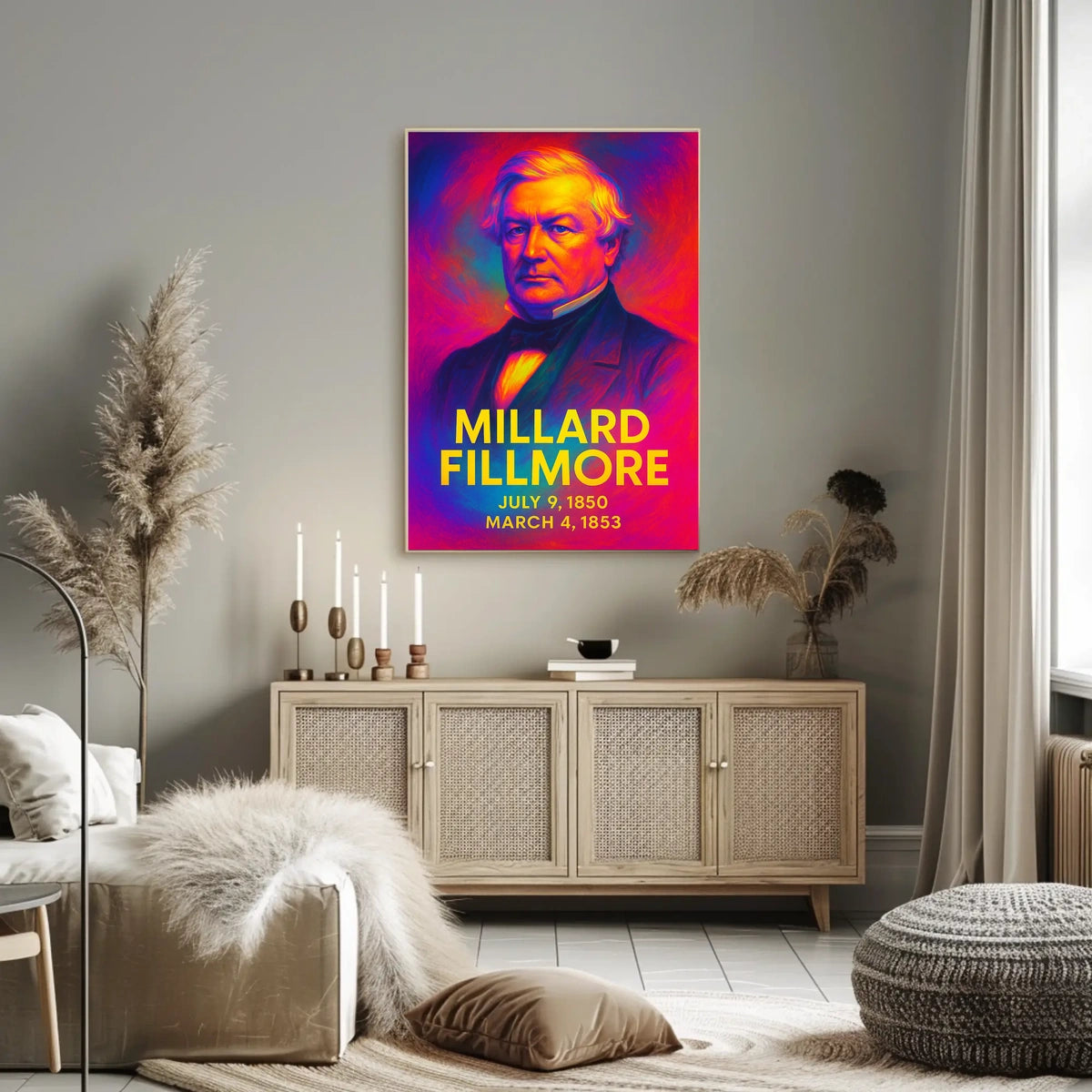 Millard Fillmore 13th President of the United States Neon Gradient Overlay Poster