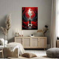 Enchanted Red Forest Poster