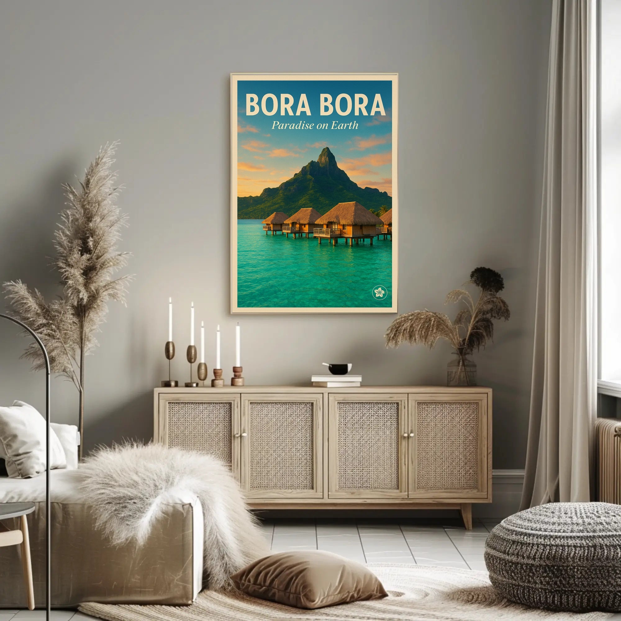 Bora Bora Vintage Travel Poster: Serene Overwater Paradise PosterGoat