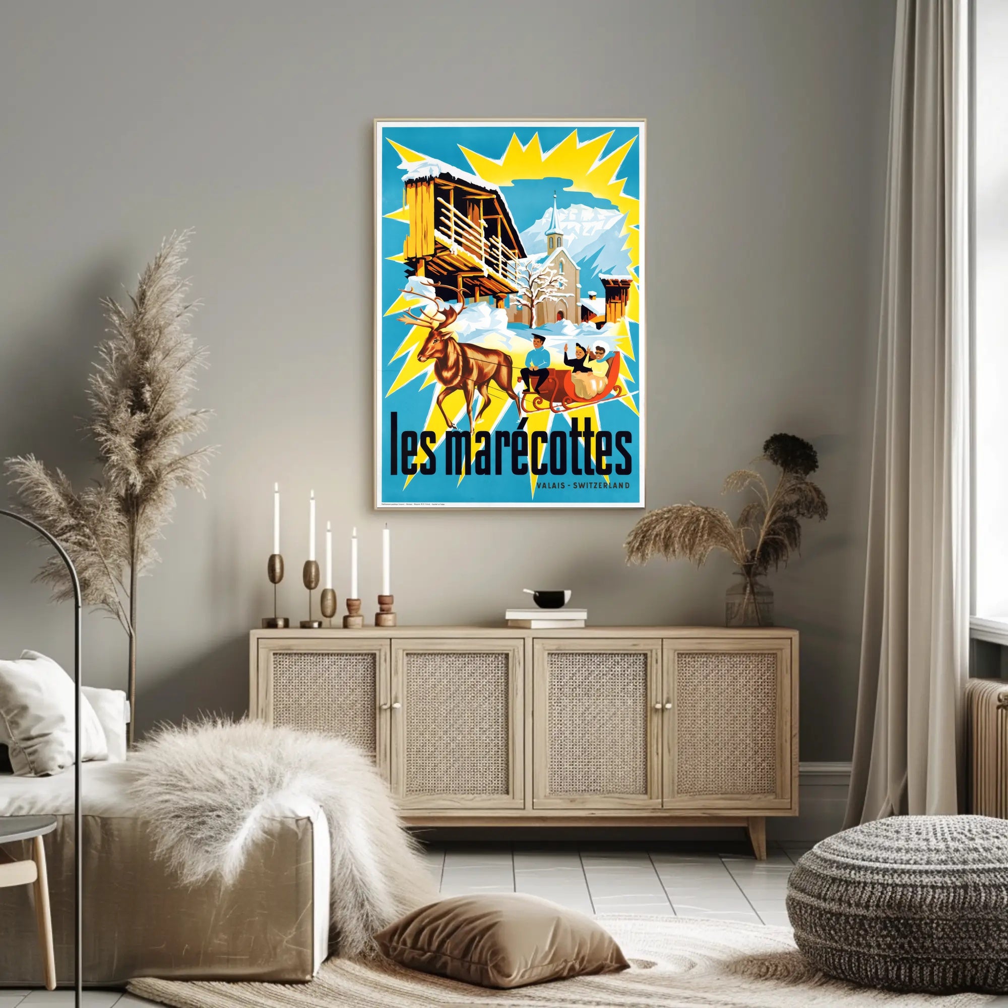 Les Marécottes Scenic Winter Travel Poster PosterGoat