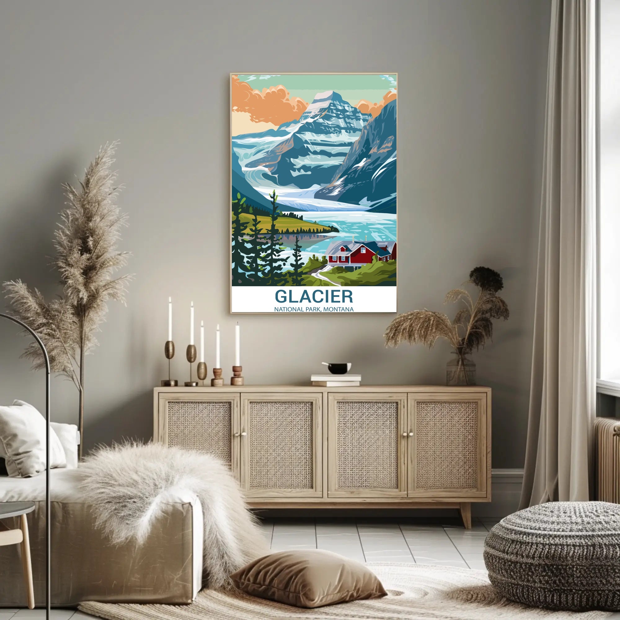 Scenic View of Glacier National Park Travel Poster