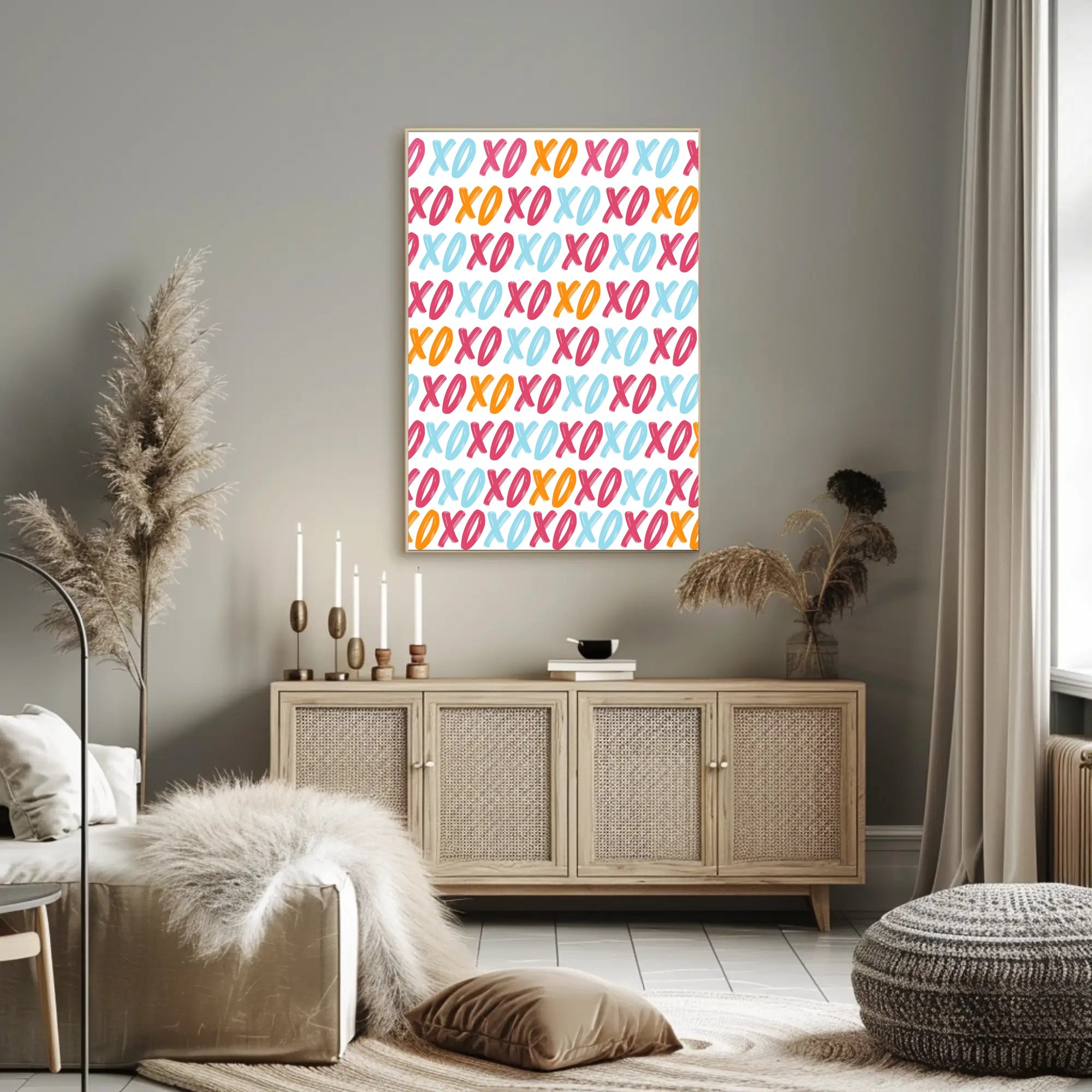 XO Pattern Art Poster with Playful Modern Design PosterGoat