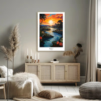 Bali Sunset Tropical Getaway Travel Poster PosterGoat