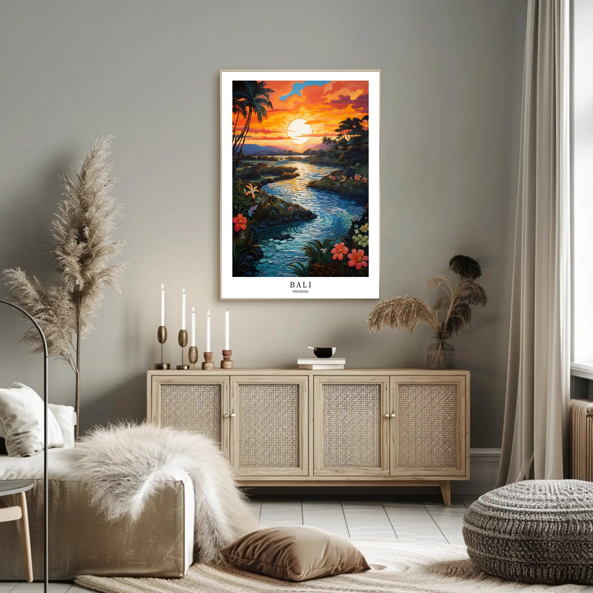 Bali Sunset Tropical Getaway Travel Poster PosterGoat