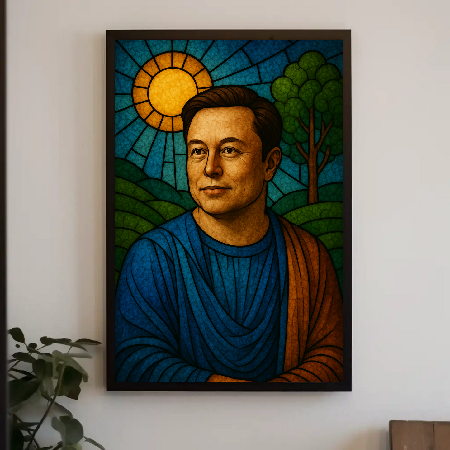 Elon Musk Modern Icon Stained Glass Poster