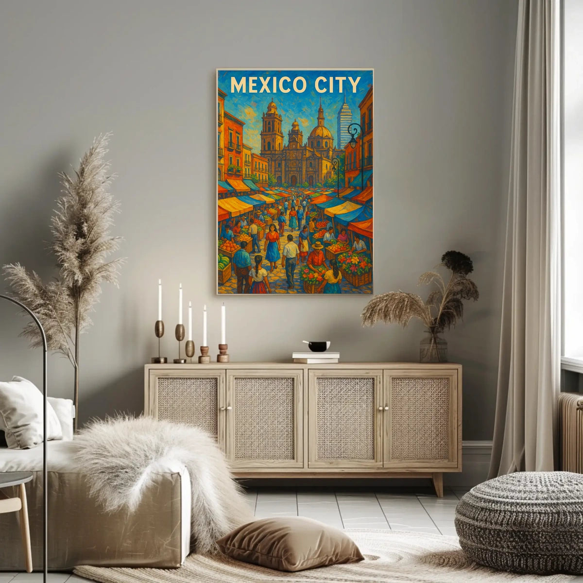 Mexico City Market Scene Poster