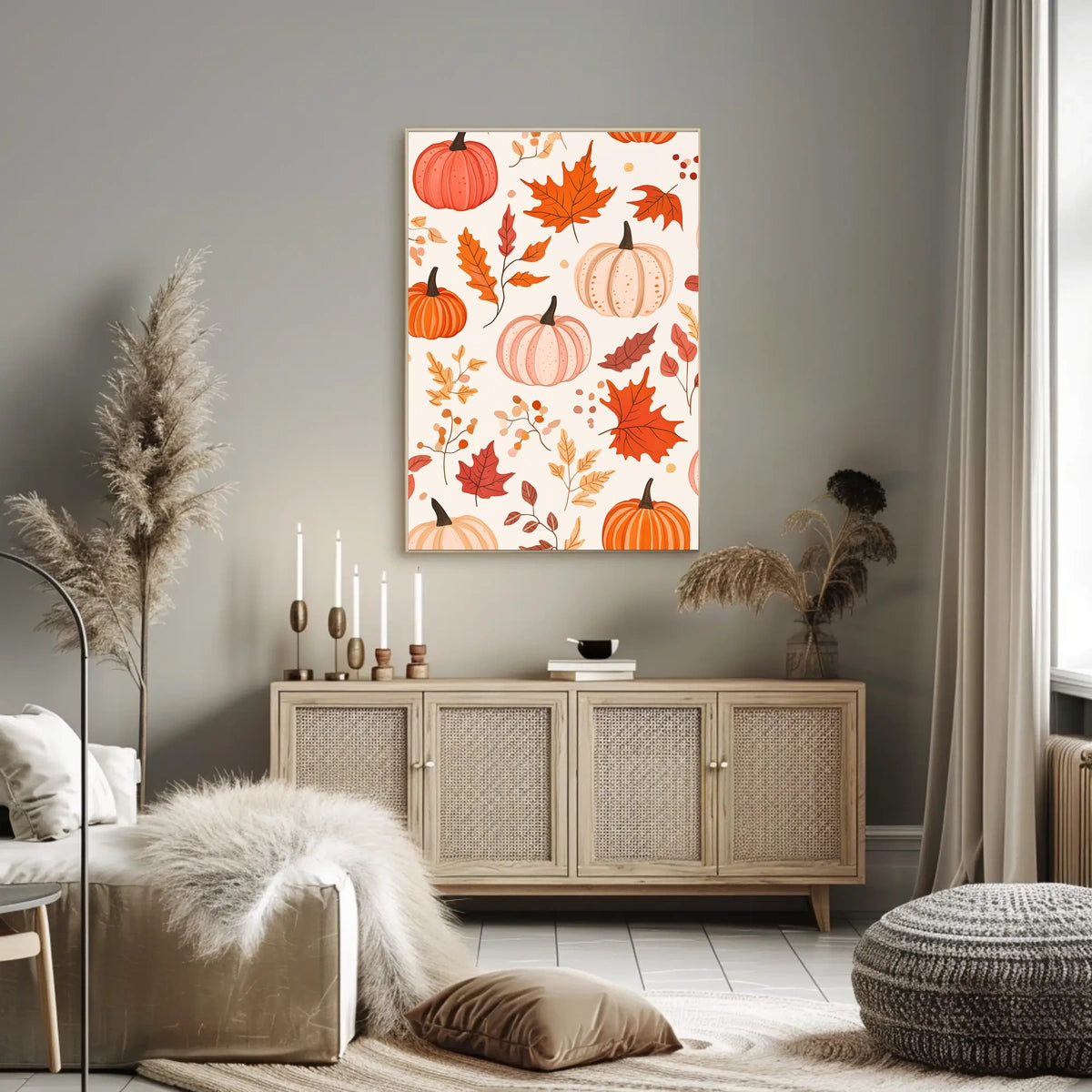 Autumn Harvest Fall Pumpkins Leaves Poster