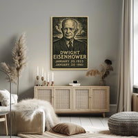 Dwight Eisenhower Vintage Linocut Portrait Poster