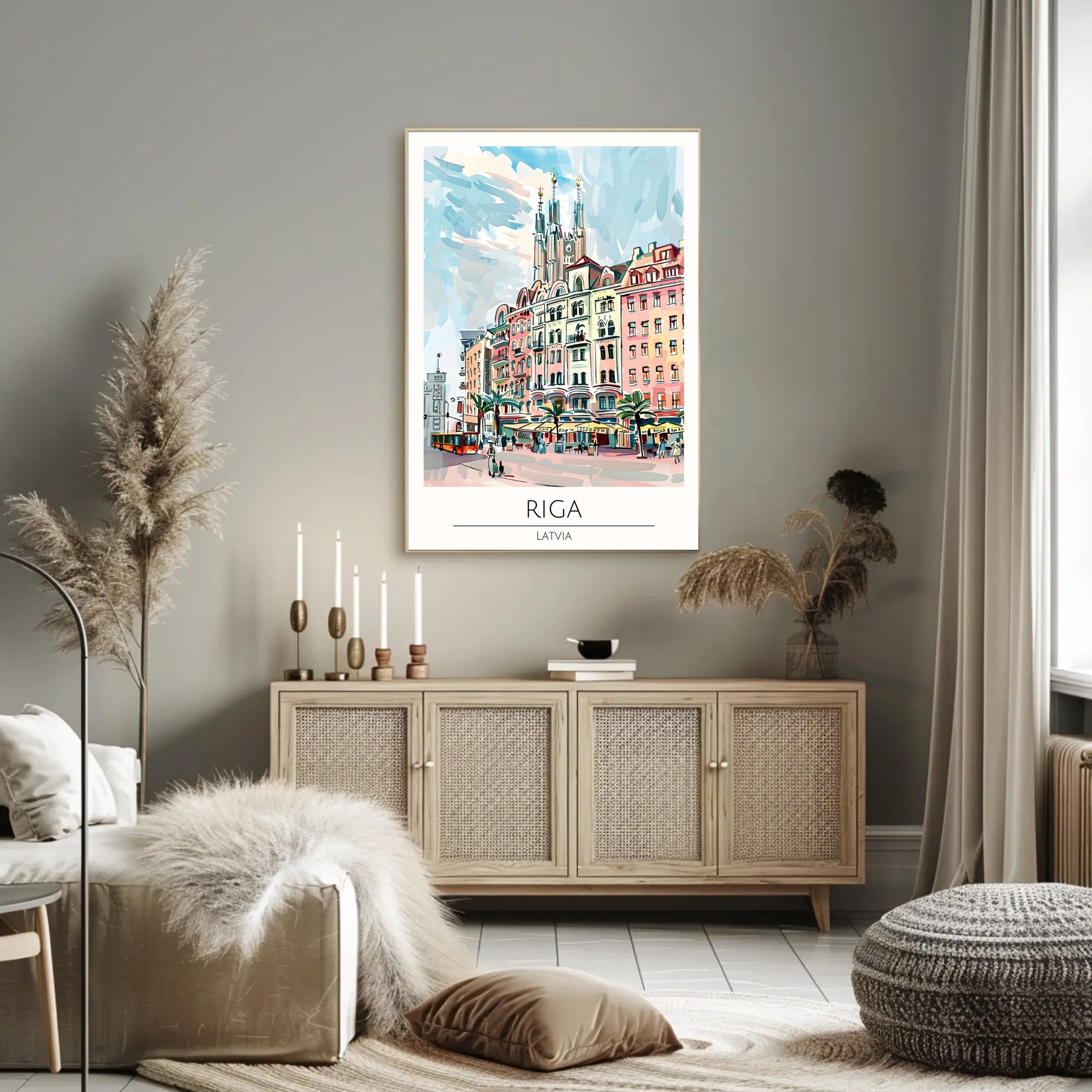 Riga Cityscape Illustration Poster PosterGoat