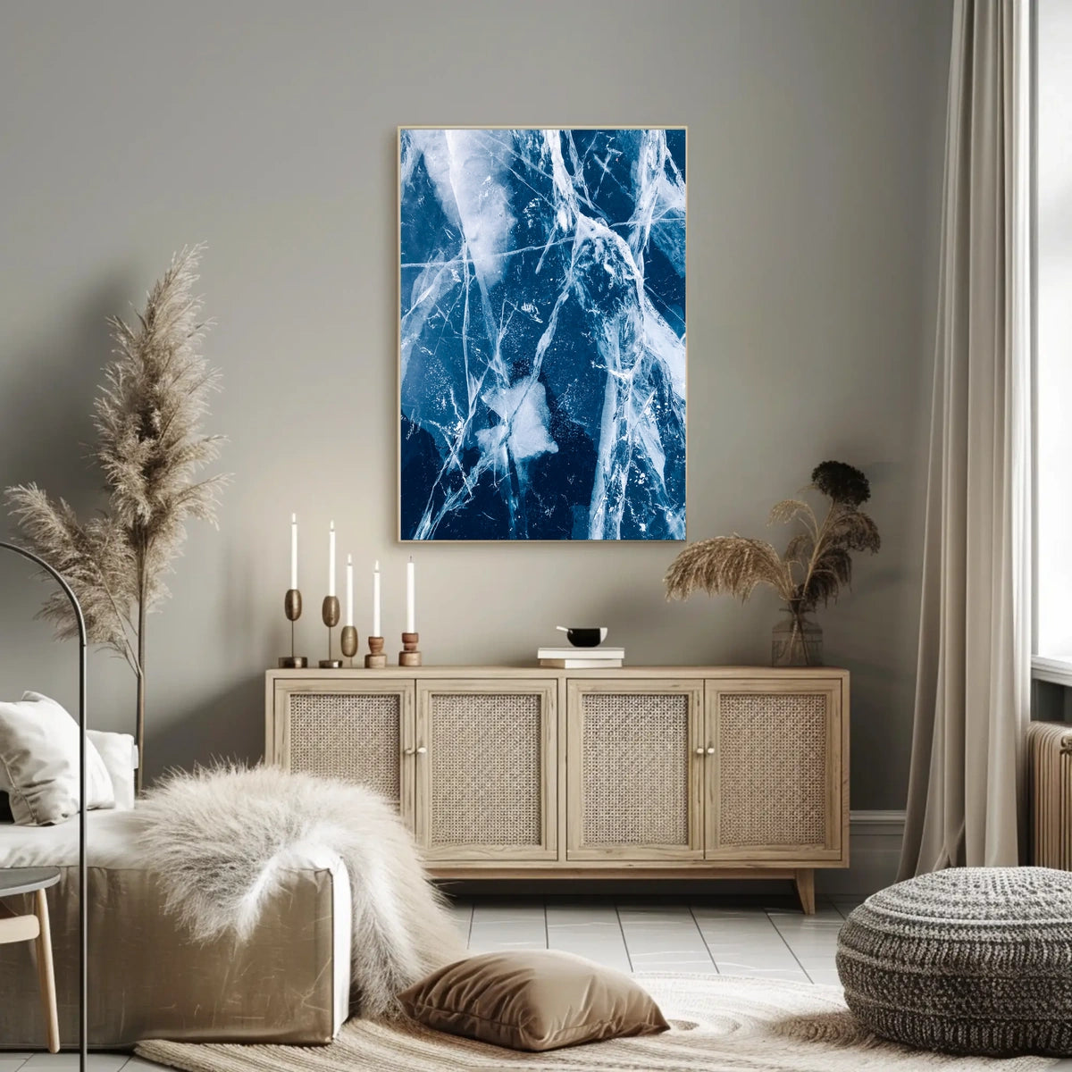 Cracked Ice Photorealistic Winter Art Poster