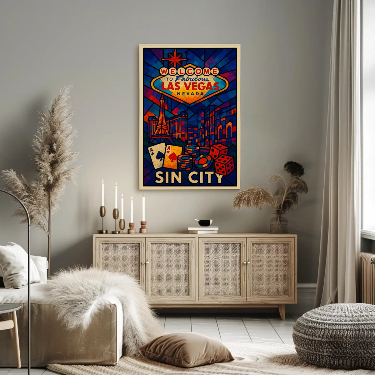 Welcome to Sin City Poster Neon Night Cityscape Urban Decor