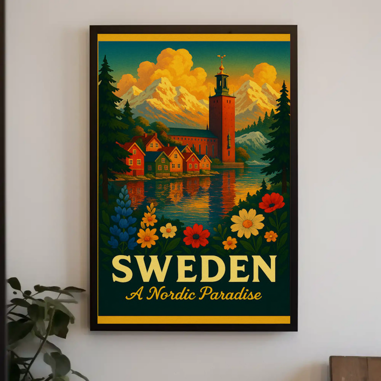 Sweden Nordic Paradise Mountains Lakes Flowers Poster