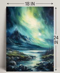 Northern Lights Over Majestic Mountains Poster