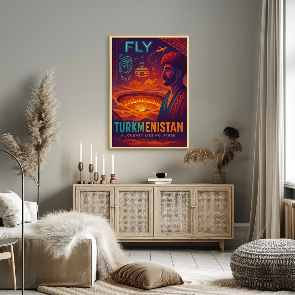 Turkmenistan Vintage Travel Poster with Cultural Elements PosterGoat