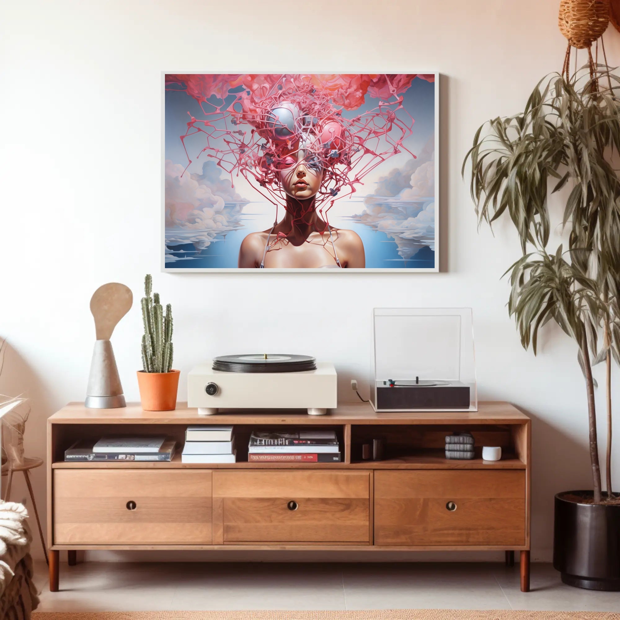 Surreal Dreamscape with Organic Elements Artistic Poster