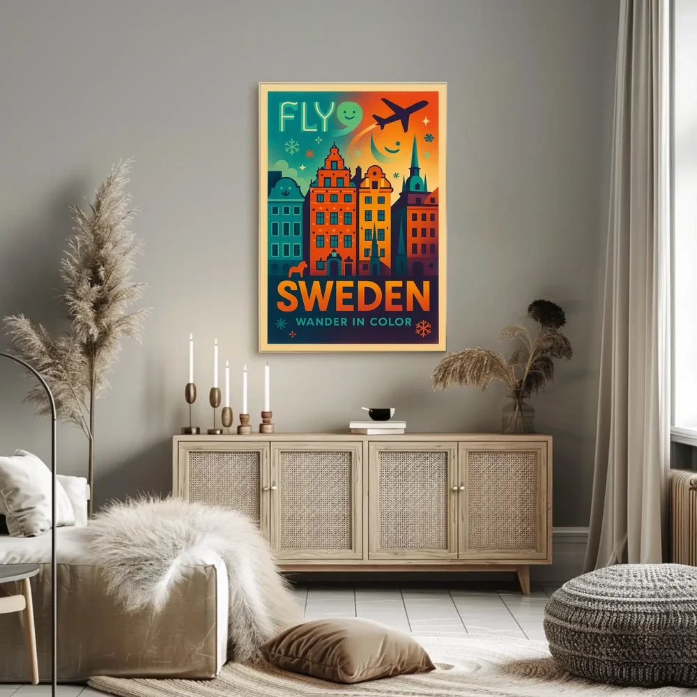 Experience Sweden Vibrant Cityscape Travel Poster PosterGoat