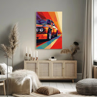Classic Car Pop Art Poster in Vibrant Illustration PosterGoat