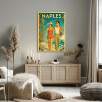 Naples Retro Beach Stroll Poster
