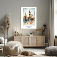 Big Ben Art: Watercolor London Urban Cityscape Poster PosterGoat