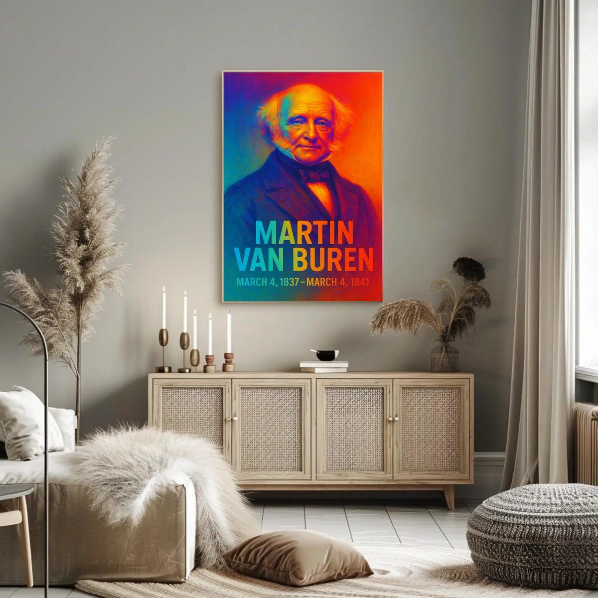 Martin Van Buren 8th President of the United States Neon Gradient Overlay Poster